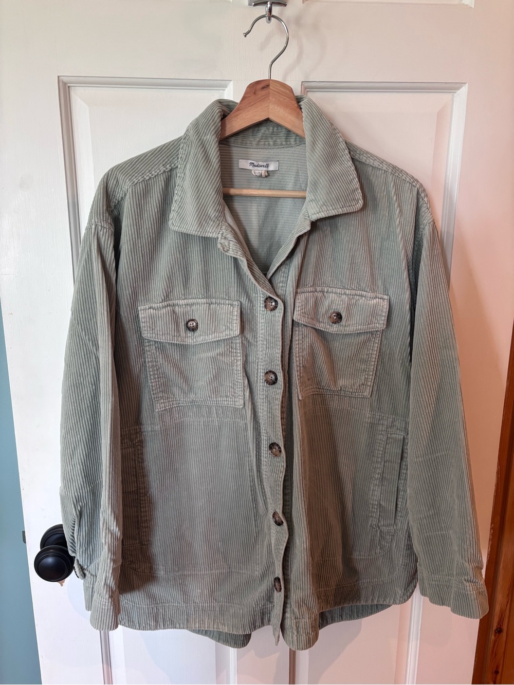 Madewell Corduroy Yorkway Shirt-Jacket Color Sage Mist (light sea green)